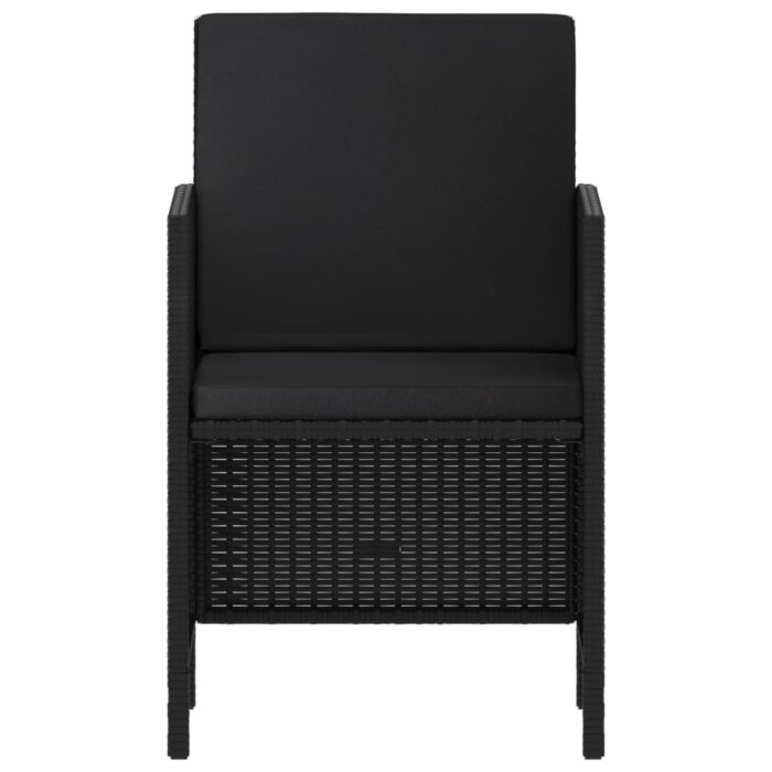 Ensemble à manger de jardin coussins 6pcs noir résine tressée – Image 7