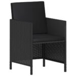 Ensemble à manger de jardin coussins 6pcs noir résine tressée – Image 8