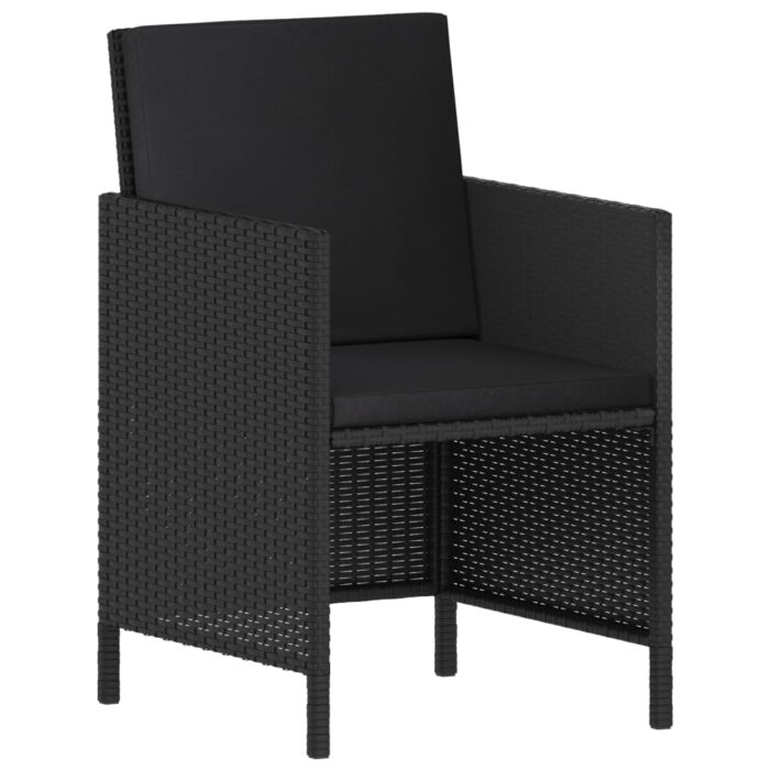 Ensemble à manger de jardin coussins 6pcs noir résine tressée – Image 8