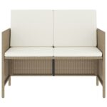 Ensemble à manger de jardin avec coussins 6pcs beige poly rotin – Image 3