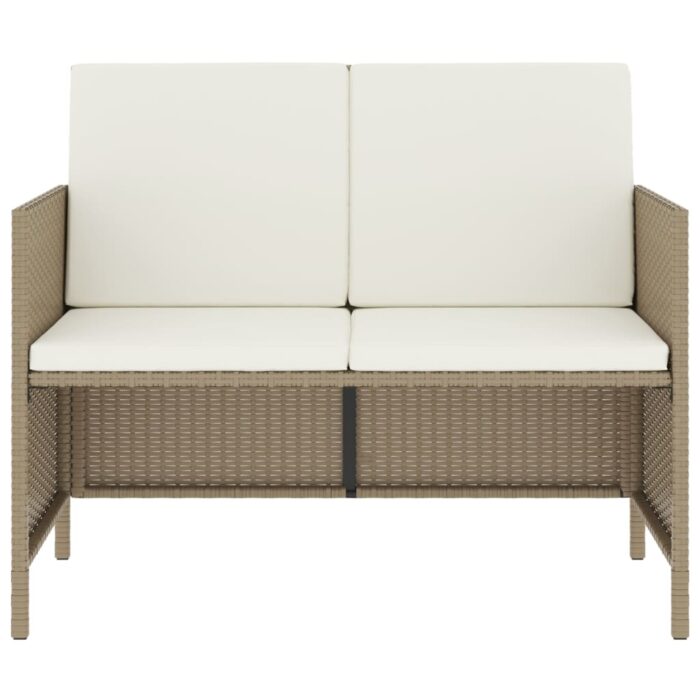 Ensemble à manger de jardin avec coussins 6pcs beige poly rotin – Image 3