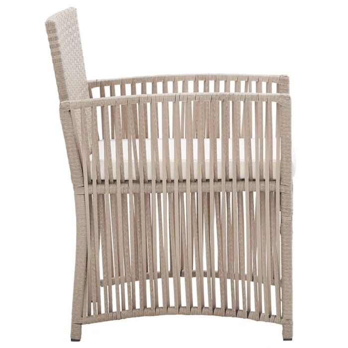 Fauteuils de jardin avec coussins 2 pcs Beige Résine tressée – Image 2