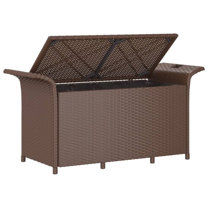 Banc de jardin avec coussin marron 116x46x57 cm résine tressée – Image 3