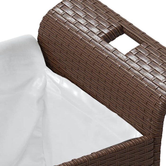 Banc de jardin avec coussin marron 116x46x57 cm résine tressée – Image 4
