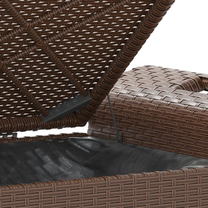 Banc de jardin avec coussin marron 116x46x57 cm résine tressée – Image 5