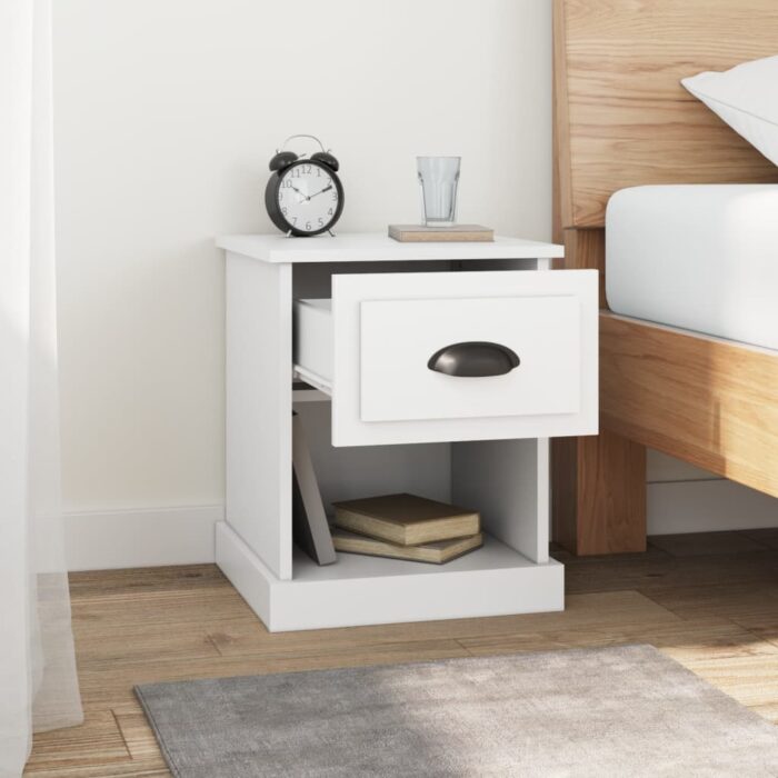 Tables de chevet 2 pcs blanc 39x39x47,5 cm bois d'ingénierie – Image 2