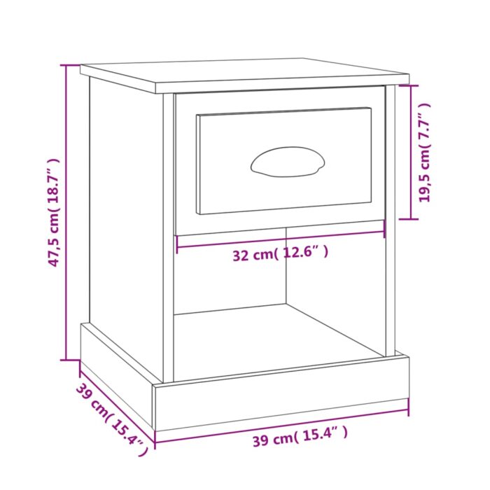 Tables de chevet 2 pcs noir 39x39x47,5 cm bois d'ingénierie – Image 9