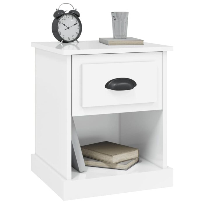 Tables de chevet 2 pcs blanc brillant 39x39x47,5 cm – Image 3