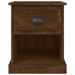 Table de chevet chêne marron 39x39x47,5 cm bois d'ingénierie – Image 5