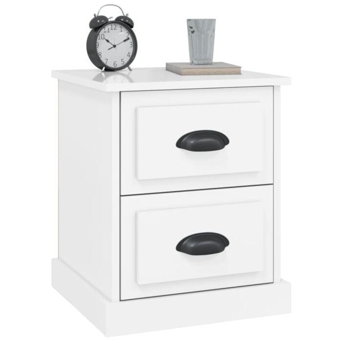 Tables de chevet 2 pcs blanc brillant 39x39x47,5 cm – Image 3