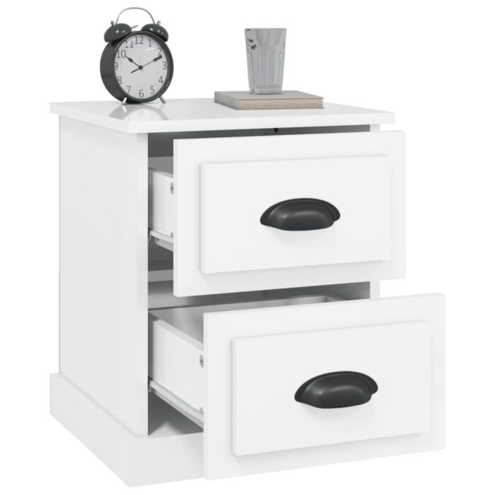 Tables de chevet 2 pcs blanc brillant 39x39x47,5 cm – Image 4