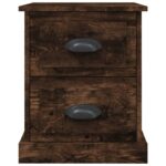 Tables de chevet 2 pcs chêne fumé 39x39x47,5 cm bois ingénierie – Image 6