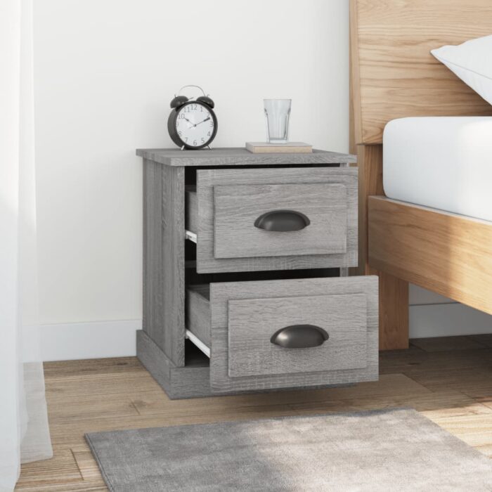Tables de chevet 2 pcs sonoma gris 39x39x47,5cm bois ingénierie – Image 2