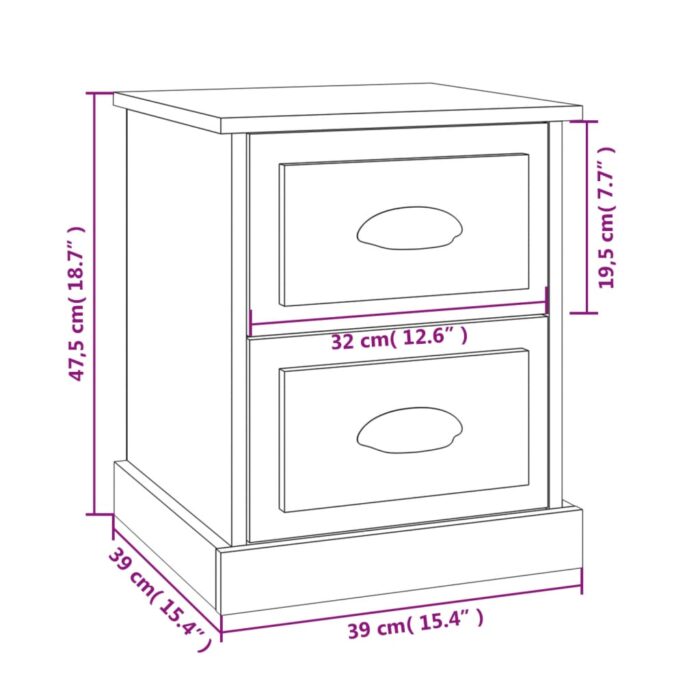 Tables de chevet 2 pcs sonoma gris 39x39x47,5cm bois ingénierie – Image 9