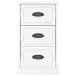 Table de chevet blanc brillant 39x39x67 cm bois d’ingénierie – Image 5