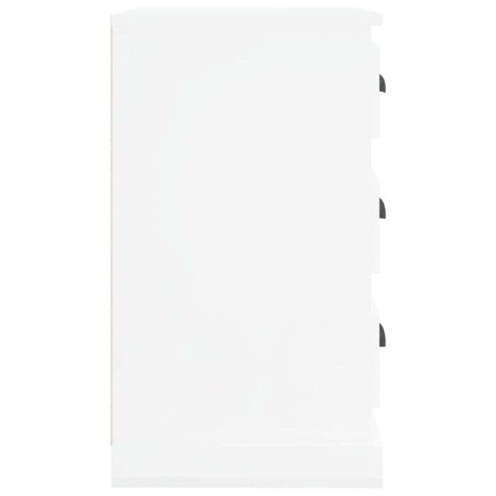 Table de chevet blanc brillant 39x39x67 cm bois d’ingénierie – Image 6