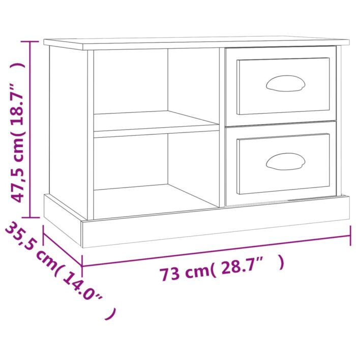 Meuble TV blanc 73x35,5x47,5 cm bois d'ingénierie – Image 9