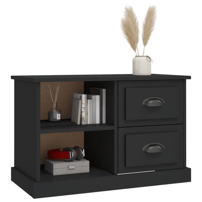 Meuble TV noir 73x35,5x47,5 cm bois d'ingénierie – Image 2