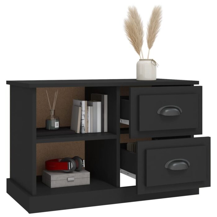 Meuble TV noir 73x35,5x47,5 cm bois d'ingénierie – Image 3