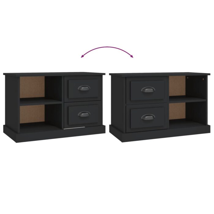 Meuble TV noir 73x35,5x47,5 cm bois d'ingénierie – Image 7