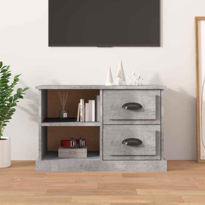 Meuble TV gris béton 73x35,5x47,5 cm bois d'ingénierie – Image 1