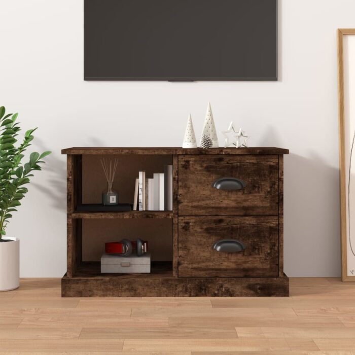 Meuble TV chêne fumé 73x35,5x47,5 cm bois d'ingénierie – Image 1