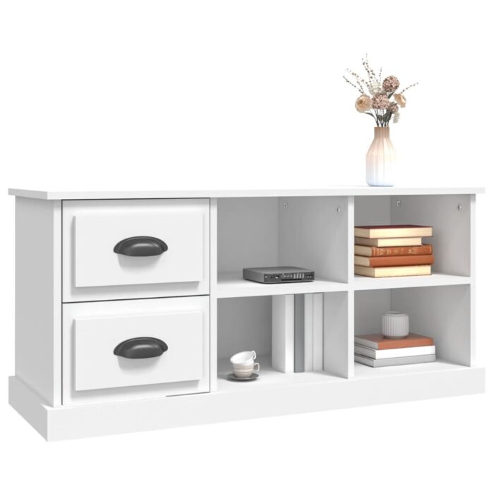 Meuble TV blanc 102x35,5x47,5 cm bois d'ingénierie – Image 2