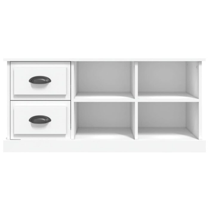 Meuble TV blanc 102x35,5x47,5 cm bois d'ingénierie – Image 4