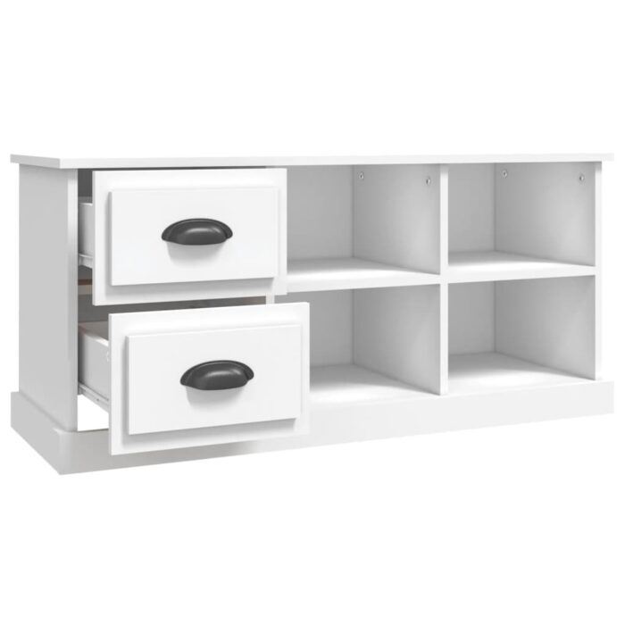 Meuble TV blanc 102x35,5x47,5 cm bois d'ingénierie – Image 5