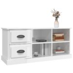 Meuble TV blanc brillant 102x35,5x47,5 cm bois d'ingénierie – Image 2