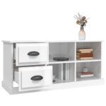 Meuble TV blanc brillant 102x35,5x47,5 cm bois d'ingénierie – Image 3