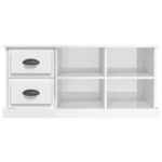 Meuble TV blanc brillant 102x35,5x47,5 cm bois d'ingénierie – Image 4