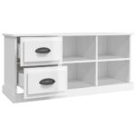 Meuble TV blanc brillant 102x35,5x47,5 cm bois d'ingénierie – Image 5