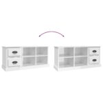 Meuble TV blanc brillant 102x35,5x47,5 cm bois d'ingénierie – Image 7