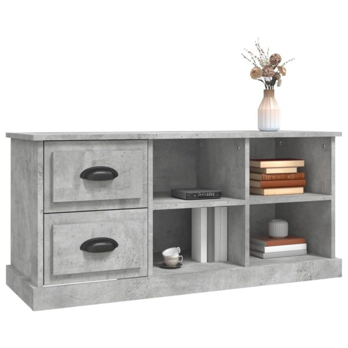 Meuble TV gris béton 102x35,5x47,5 cm bois d'ingénierie – Image 2