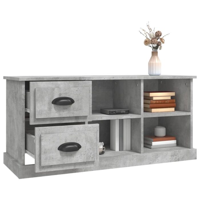 Meuble TV gris béton 102x35,5x47,5 cm bois d'ingénierie – Image 3