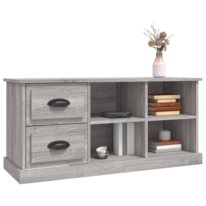 Meuble TV sonoma gris 102x35,5x47,5 cm bois d'ingénierie – Image 2