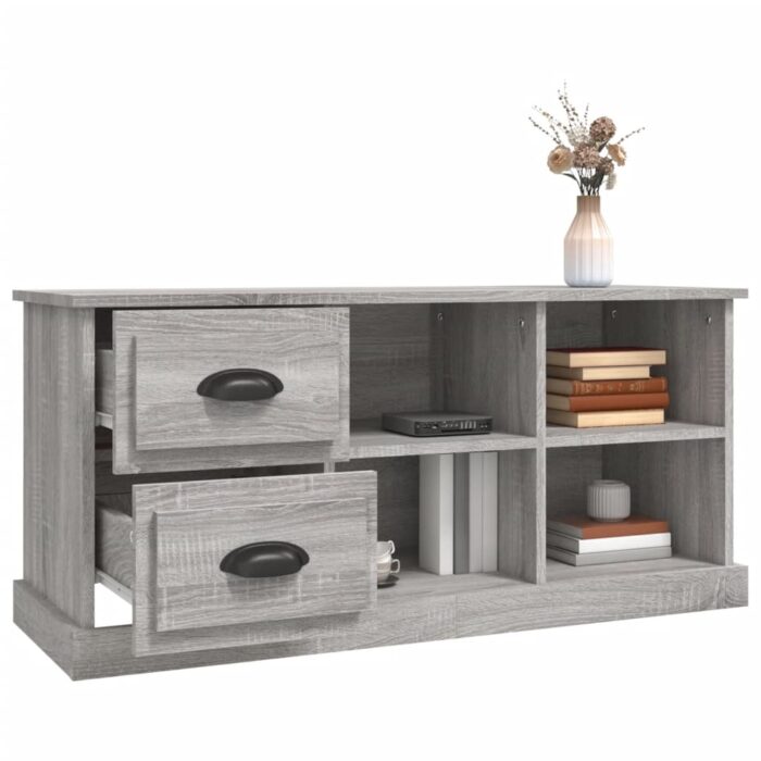 Meuble TV sonoma gris 102x35,5x47,5 cm bois d'ingénierie – Image 3