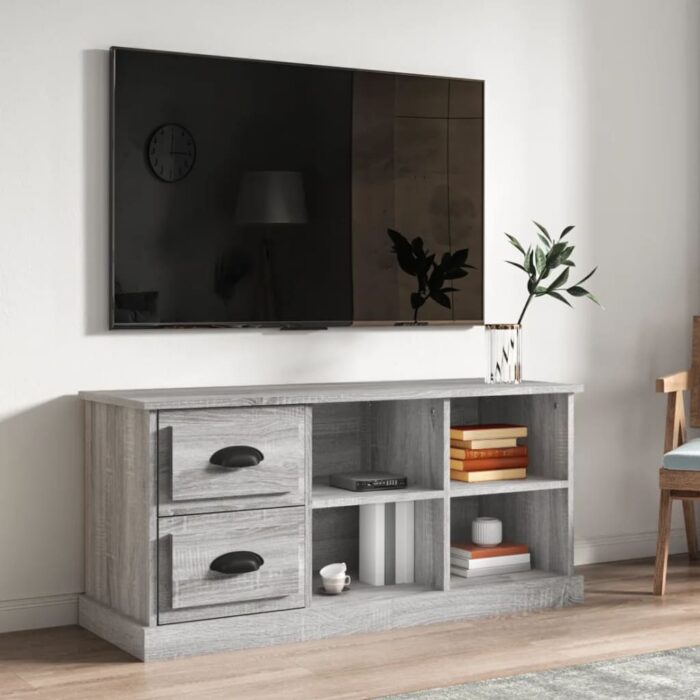 Meuble TV sonoma gris 102x35,5x47,5 cm bois d'ingénierie – Image 1