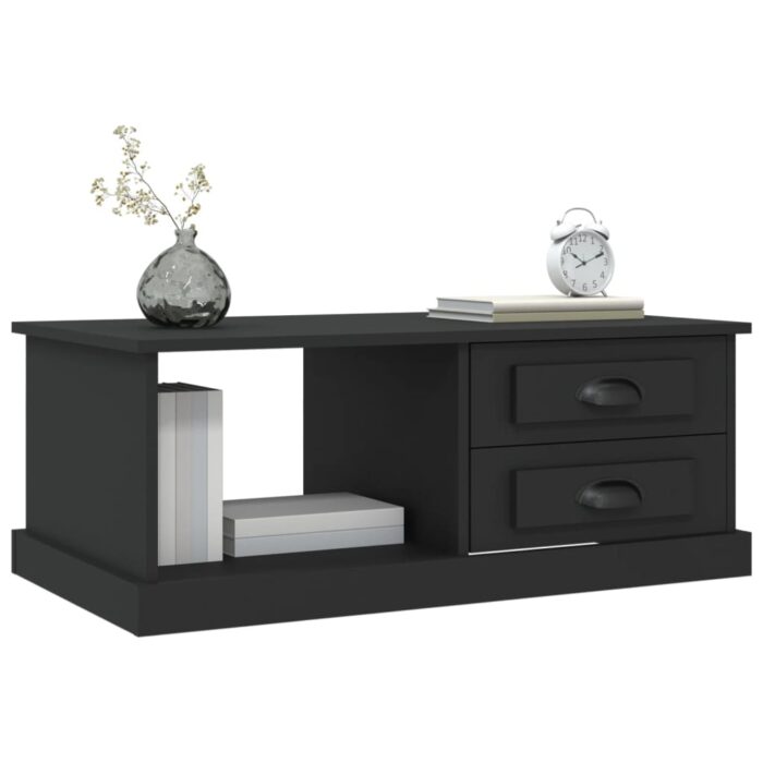 Table basse Noir 90x50x35 cm Bois d'ingénierie – Image 2