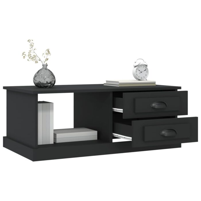 Table basse Noir 90x50x35 cm Bois d'ingénierie – Image 3