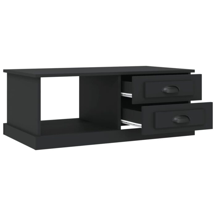 Table basse Noir 90x50x35 cm Bois d'ingénierie – Image 5