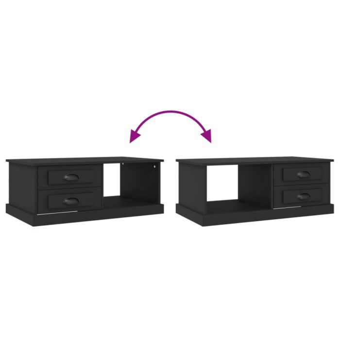 Table basse Noir 90x50x35 cm Bois d'ingénierie – Image 7