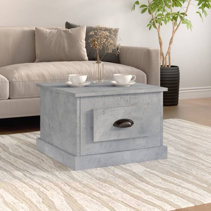 Table basse gris béton 50x50x35 cm bois d'ingénierie – Image 1