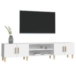 Meuble TV blanc 180x31,5x40 cm bois d'ingénierie – Image 2