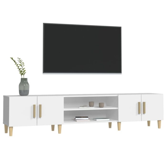 Meuble TV blanc 180x31,5x40 cm bois d'ingénierie – Image 2