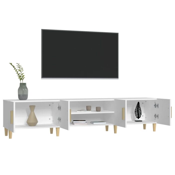 Meuble TV blanc 180x31,5x40 cm bois d'ingénierie – Image 3