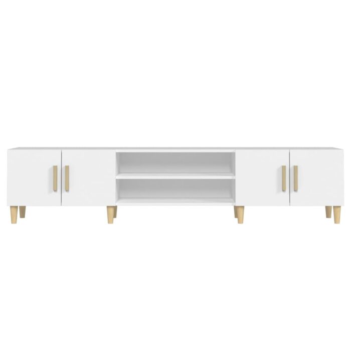 Meuble TV blanc 180x31,5x40 cm bois d'ingénierie – Image 4