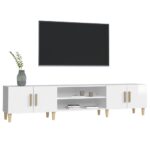 Meuble TV blanc brillant 180x31,5x40 cm bois d'ingénierie – Image 2