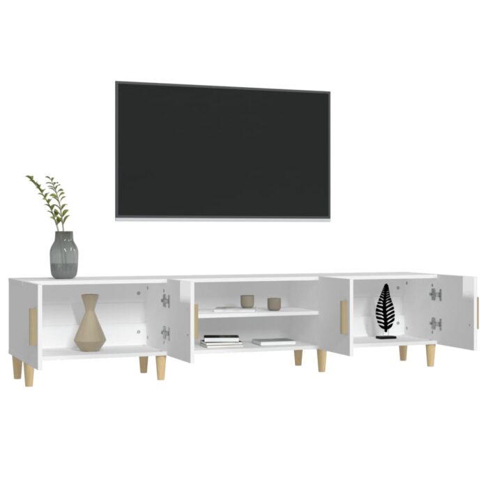 Meuble TV blanc brillant 180x31,5x40 cm bois d'ingénierie – Image 3